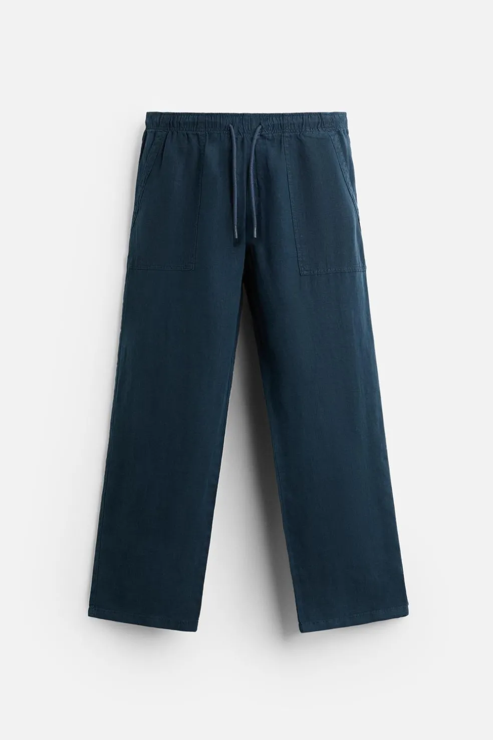 ZARA Calças^CALÇAS 100% LINHO Azul-marinho