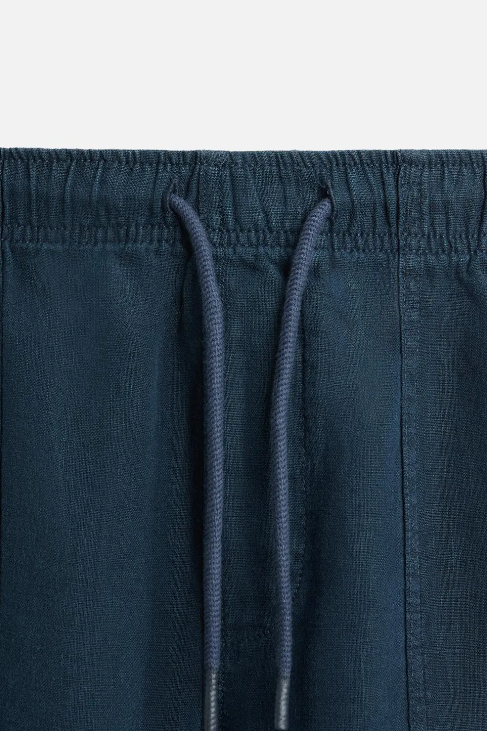 ZARA Calças^CALÇAS 100% LINHO Azul-marinho