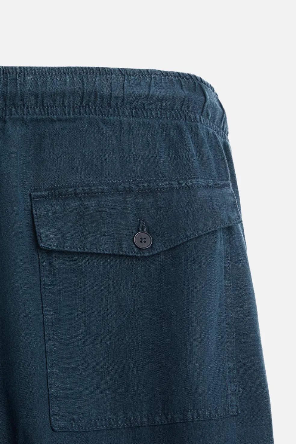 ZARA Calças^CALÇAS 100% LINHO Azul-marinho