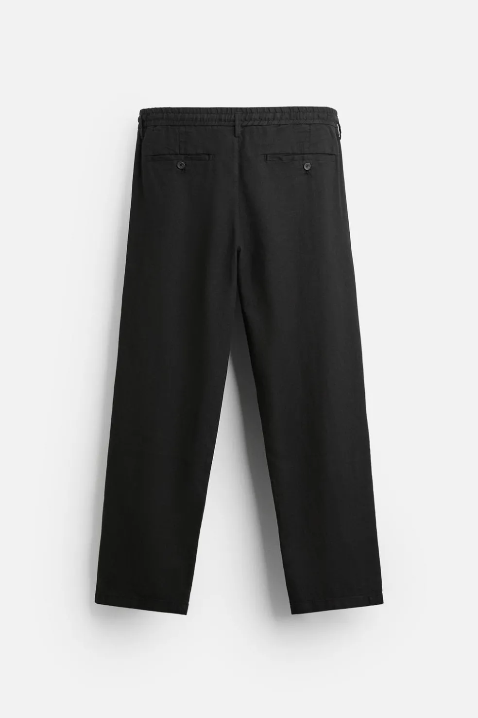 ZARA Calças^CALÇAS ALGODÃO - LINHO PREGAS Preto