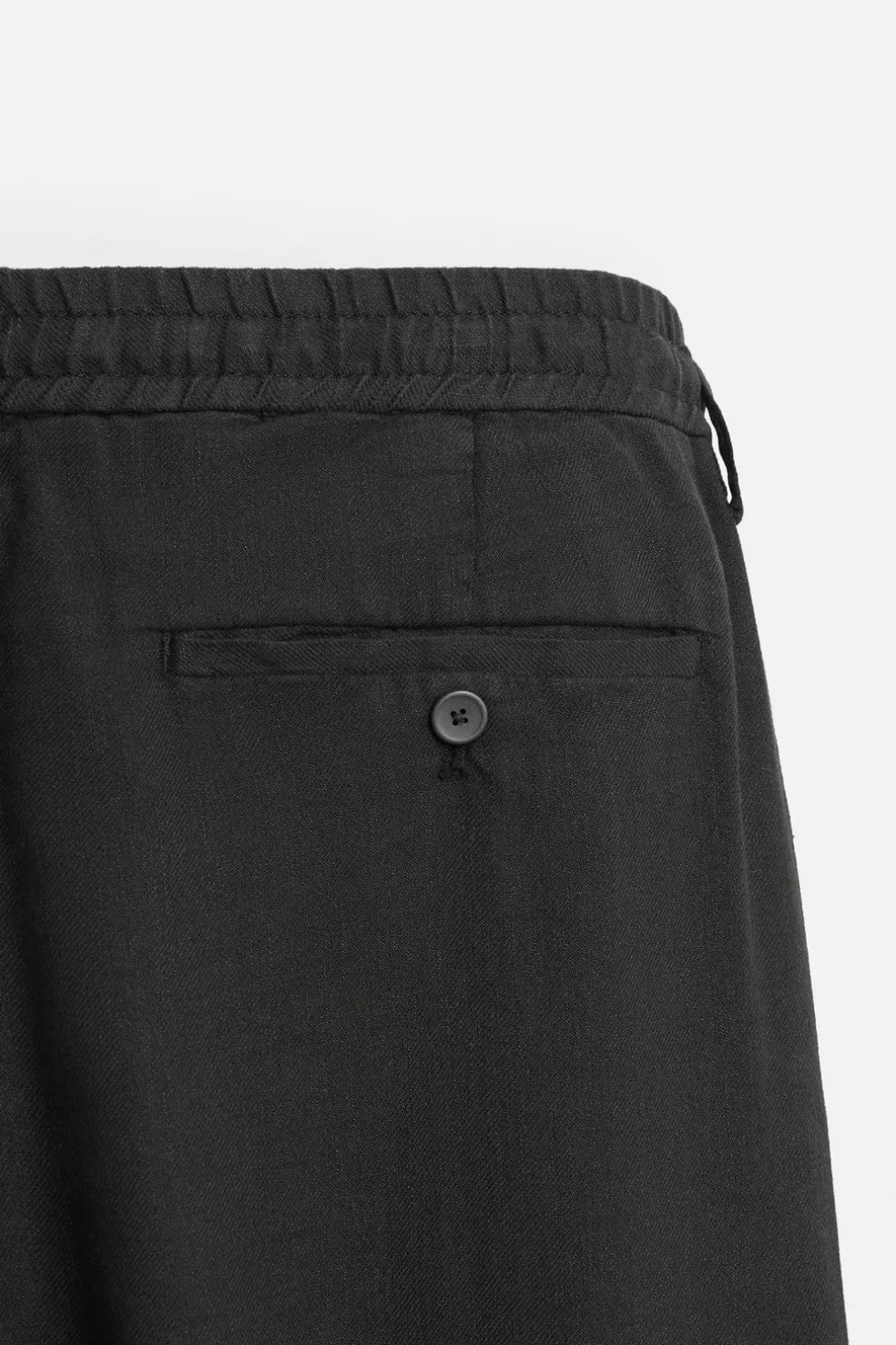 ZARA Calças^CALÇAS ALGODÃO - LINHO PREGAS Preto