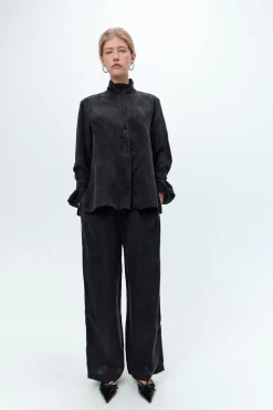 ZARA Calças|Lingerie^CALÇAS AMPLAS COM FECHO DE CORRER Preto
