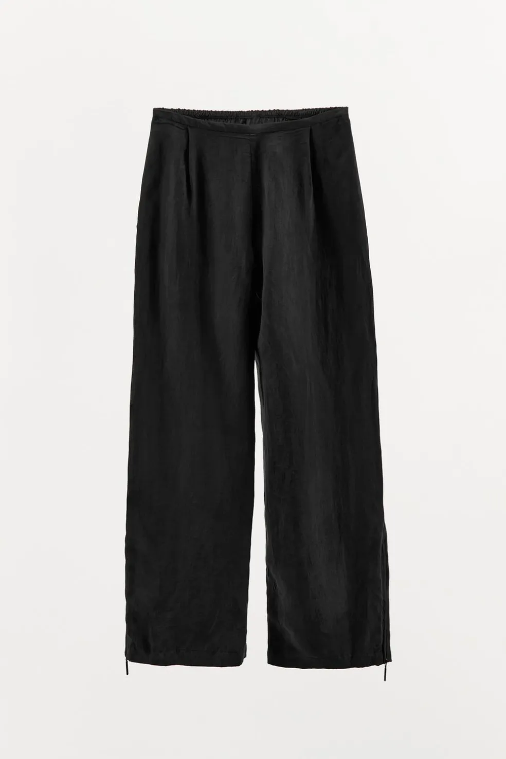 ZARA Calças|Lingerie^CALÇAS AMPLAS COM FECHO DE CORRER Preto