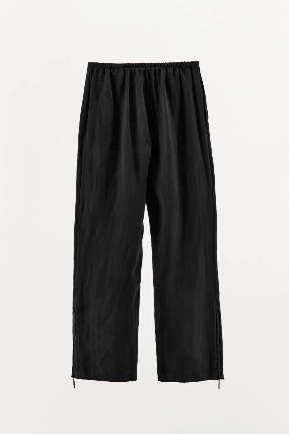 ZARA Calças|Lingerie^CALÇAS AMPLAS COM FECHO DE CORRER Preto