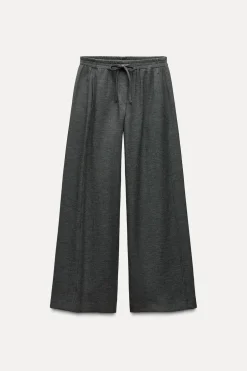 ZARA Calças^CALÇAS AMPLAS CÓS ELÁSTICO Cinzento-vigoré