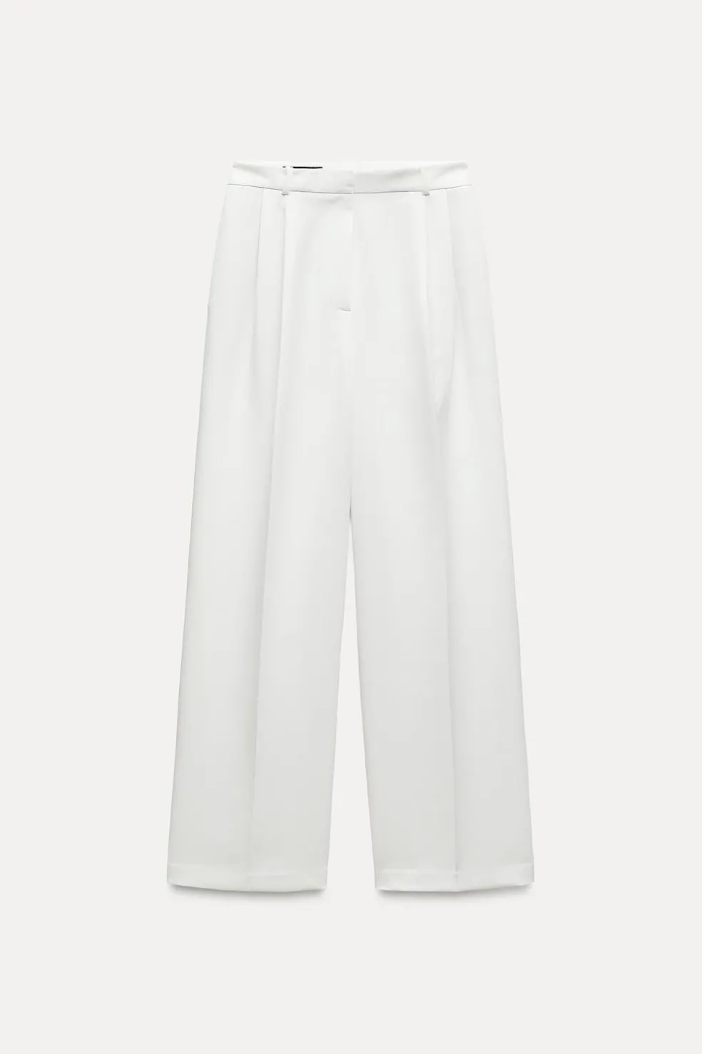 ZARA Calças^CALÇAS AMPLAS DE CINTURA SUBIDA Branco-marfim