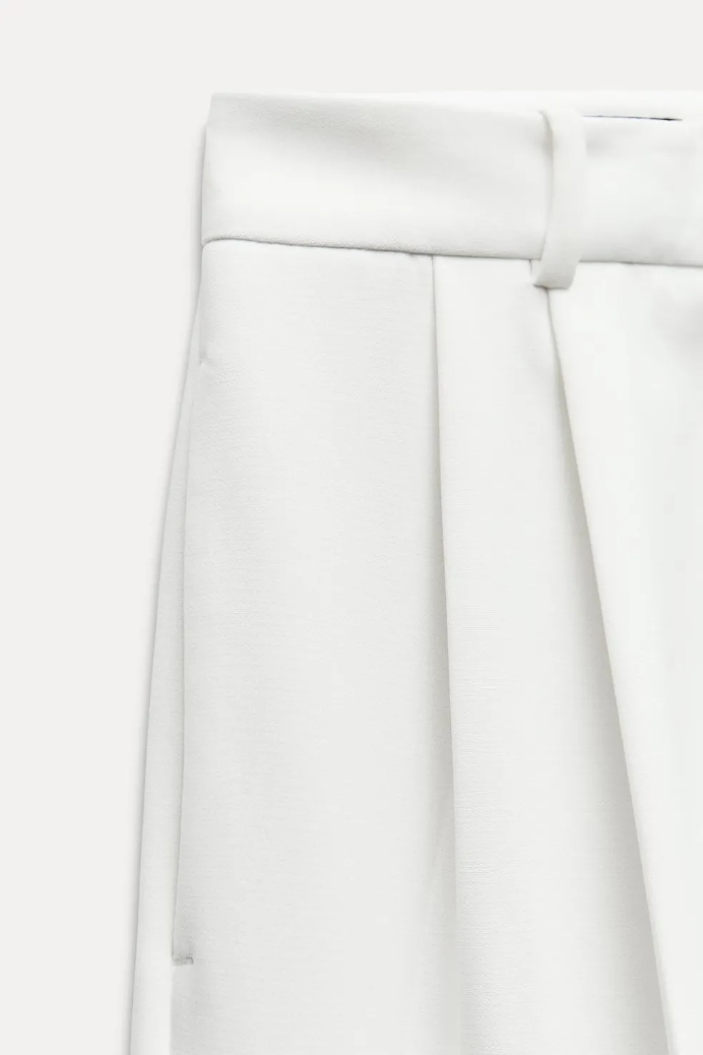 ZARA Calças^CALÇAS AMPLAS DE CINTURA SUBIDA Branco-marfim