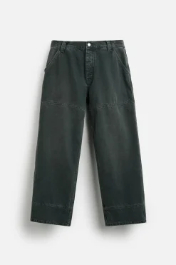 ZARA Calças^CALÇAS BAGGY FIT LAVADAS Chumbo