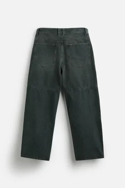 ZARA Calças^CALÇAS BAGGY FIT LAVADAS Chumbo