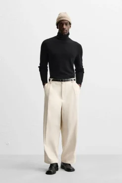ZARA Calças^CALÇAS BALLOON FIT Cru