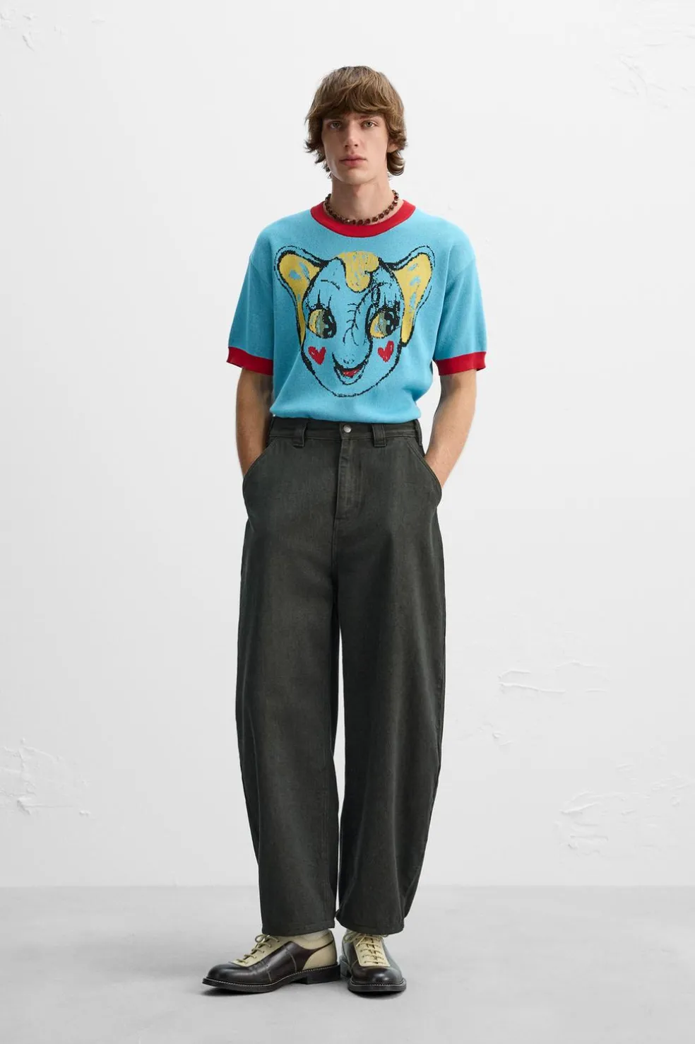 ZARA Calças^CALÇAS BALÃO FIT OVERDYED X HARRY LAMBERT Castanho-escuro
