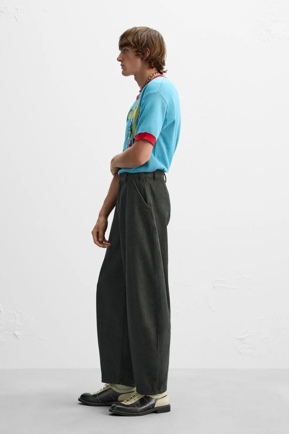 ZARA Calças^CALÇAS BALÃO FIT OVERDYED X HARRY LAMBERT Castanho-escuro