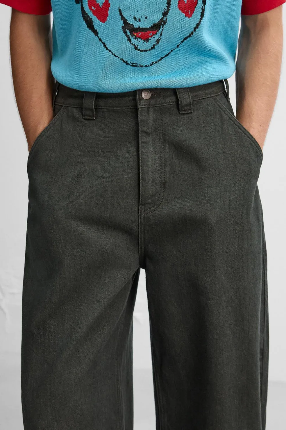 ZARA Calças^CALÇAS BALÃO FIT OVERDYED X HARRY LAMBERT Castanho-escuro