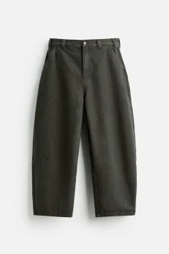 ZARA Calças^CALÇAS BALÃO FIT OVERDYED X HARRY LAMBERT Castanho-escuro