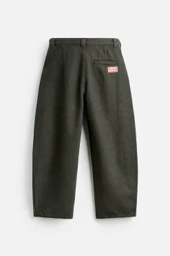 ZARA Calças^CALÇAS BALÃO FIT OVERDYED X HARRY LAMBERT Castanho-escuro