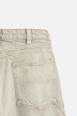 ZARA Calças^CALÇAS BOLSOS CARPINTARIA LAVADAS Pedra