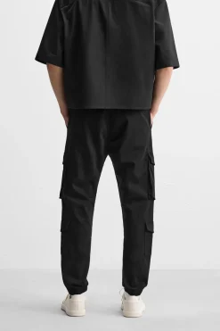 ZARA Calças|Cargo^CALÇAS CARGO BOLSOS Preto