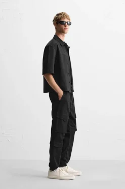 ZARA Calças|Cargo^CALÇAS CARGO BOLSOS Preto