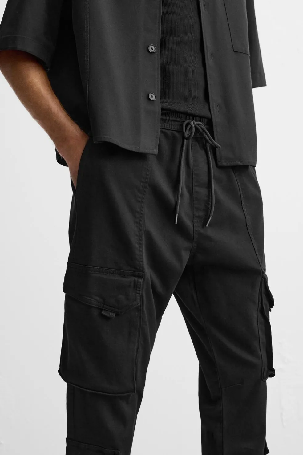 ZARA Calças|Cargo^CALÇAS CARGO BOLSOS Preto