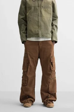 ZARA Calças|Cargo^CALÇAS CARGO BOLSOS Castanho