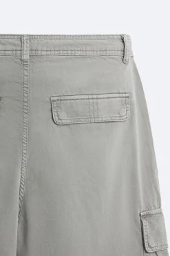 ZARA Calças^CALÇAS CARGO COM BOLSOS Cinzento-pérola