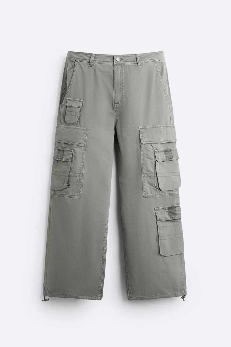 ZARA Calças^CALÇAS CARGO COM BOLSOS Cinzento-pérola