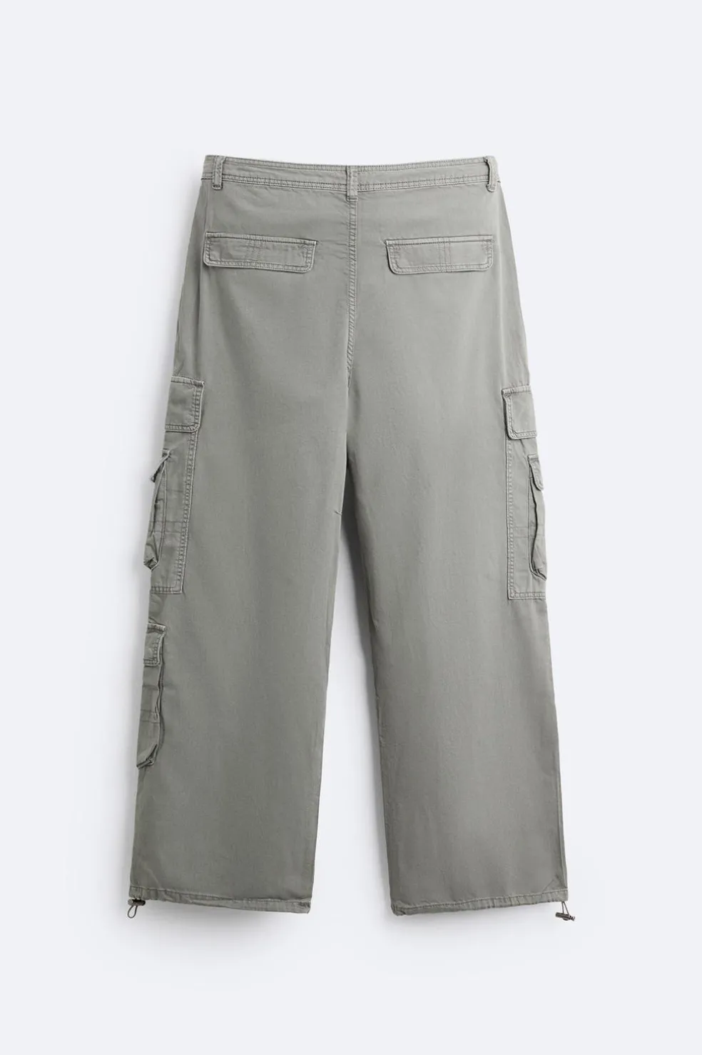 ZARA Calças^CALÇAS CARGO COM BOLSOS Cinzento-pérola