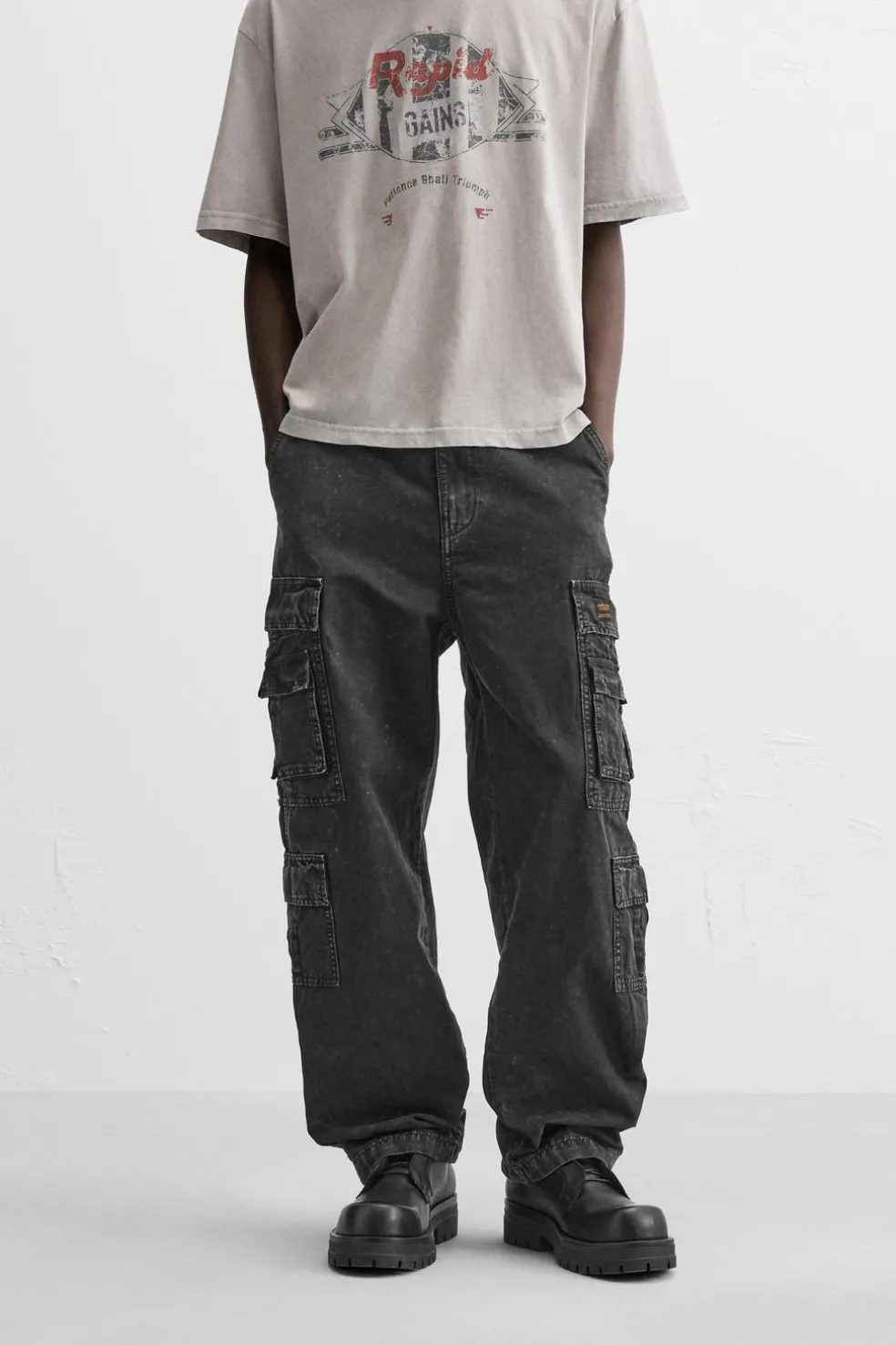 ZARA Calças|Cargo^CALÇAS CARGO COM BOLSOS Cinzento-escuro