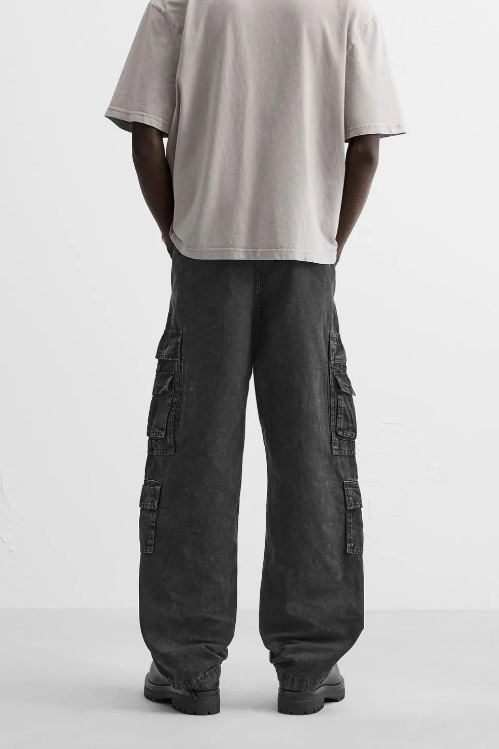 ZARA Calças|Cargo^CALÇAS CARGO COM BOLSOS Cinzento-escuro