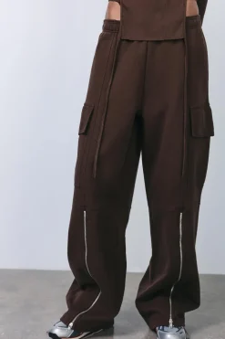 ZARA Calças|Sweatshirts / Joggers^CALÇAS CARGO COM EFEITO LAVADO E FECHOS DE CORRER Castanho