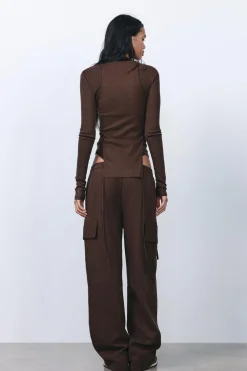 ZARA Calças|Sweatshirts / Joggers^CALÇAS CARGO COM EFEITO LAVADO E FECHOS DE CORRER Castanho