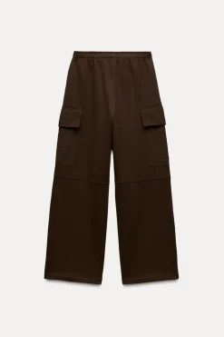 ZARA Calças|Sweatshirts / Joggers^CALÇAS CARGO COM EFEITO LAVADO E FECHOS DE CORRER Castanho