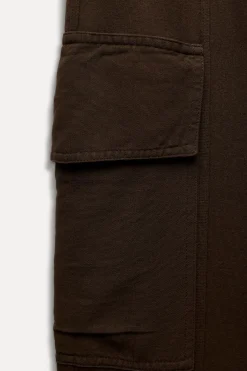 ZARA Calças|Sweatshirts / Joggers^CALÇAS CARGO COM EFEITO LAVADO E FECHOS DE CORRER Castanho