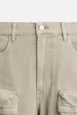 ZARA Calças|Calças De Ganga^CALÇAS CARGO EM GANGA COM BOLSOS Cru