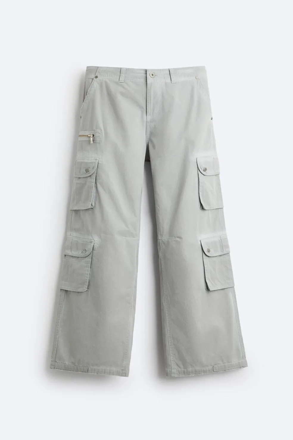 ZARA Calças^CALÇAS CARGO OVERDYED Cinzento-antracito