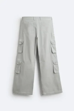ZARA Calças^CALÇAS CARGO OVERDYED Cinzento-antracito