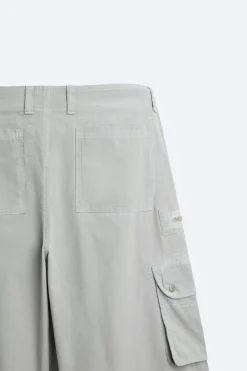 ZARA Calças^CALÇAS CARGO OVERDYED Cinzento-antracito
