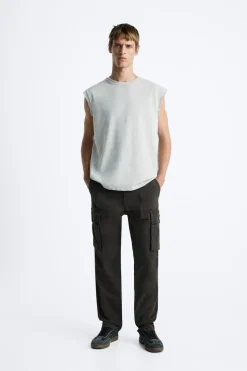 ZARA Calças|Cargo^CALÇAS CARGO RELAXED FIT Cinzento-escuro