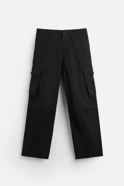 ZARA Calças|Cargo^CALÇAS CARGO RELAXED FIT Preto