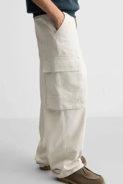 ZARA Calças|Cargo^CALÇAS CARGO RELAXED FIT Cru