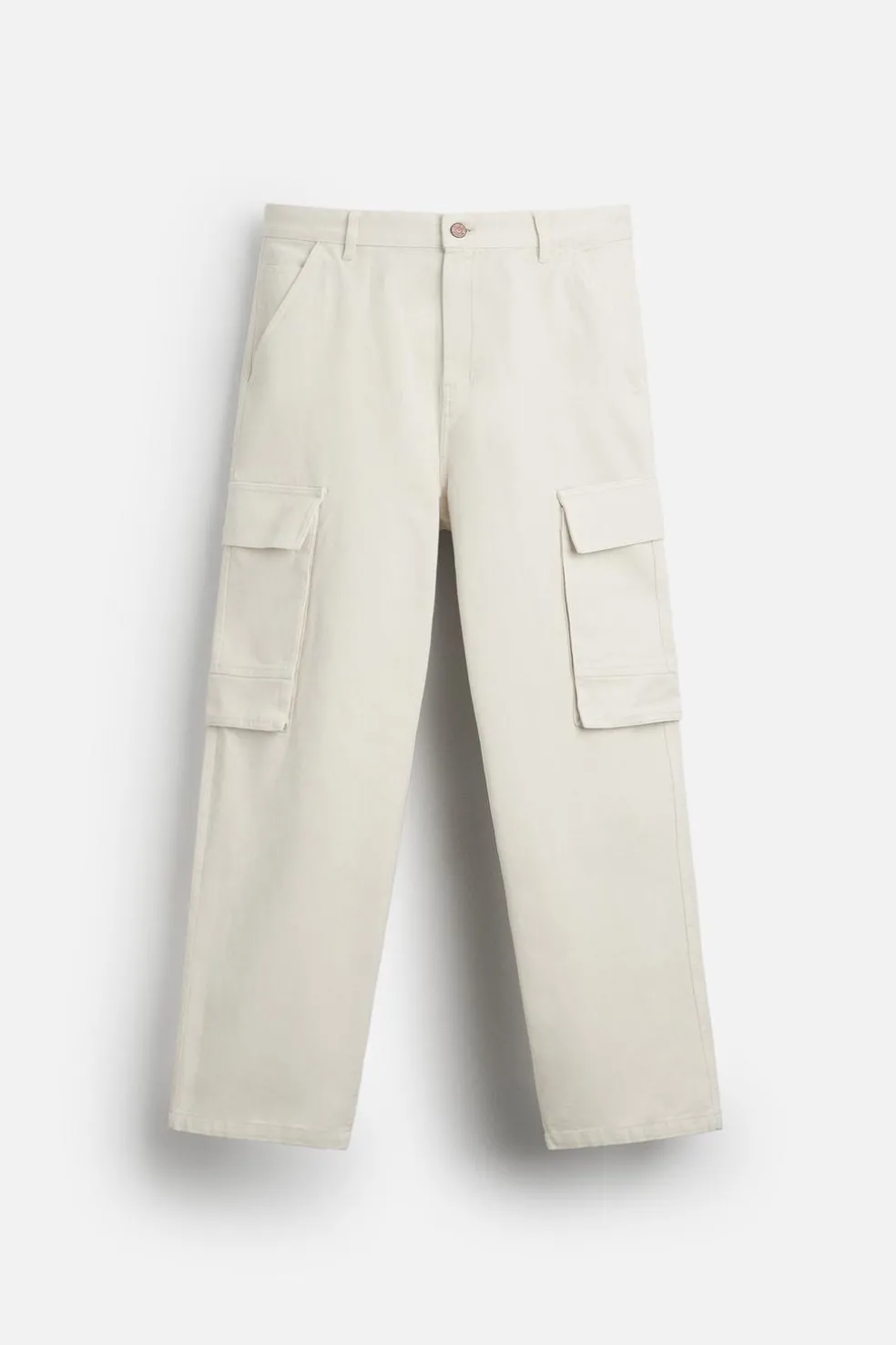 ZARA Calças|Cargo^CALÇAS CARGO RELAXED FIT Cru