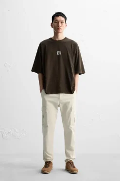 ZARA Calças|Cargo^CALÇAS CARGO SLIM FIT Pedra