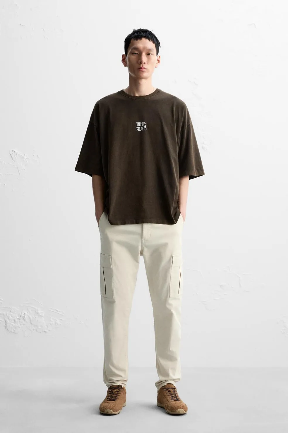 ZARA Calças|Cargo^CALÇAS CARGO SLIM FIT Pedra