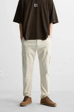 ZARA Calças|Cargo^CALÇAS CARGO SLIM FIT Pedra