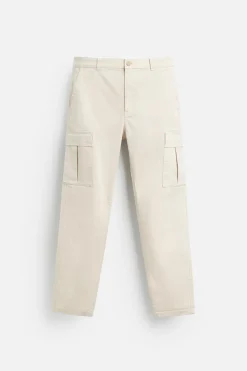 ZARA Calças|Cargo^CALÇAS CARGO SLIM FIT Pedra