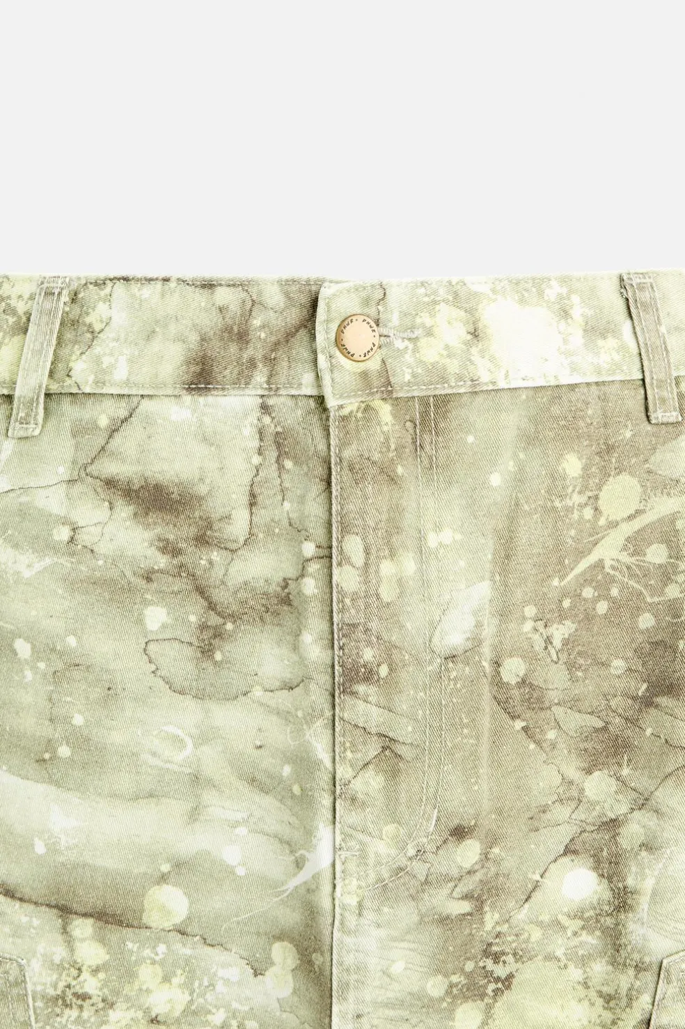 ZARA Calças^CALÇAS CARPINTERO COM ESTAMPADO ABSTRATO Caqui-claro