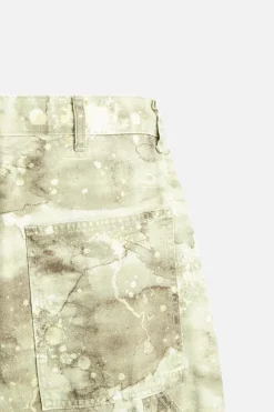 ZARA Calças^CALÇAS CARPINTERO COM ESTAMPADO ABSTRATO Caqui-claro