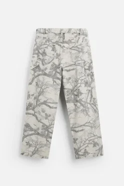 ZARA Calças^CALÇAS CARPINTERO COM ESTAMPADO Cinzento