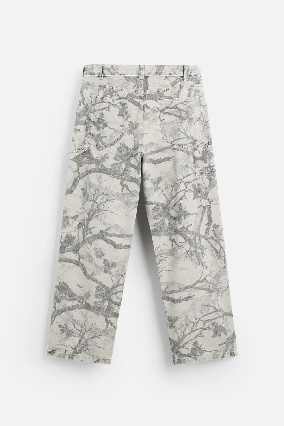 ZARA Calças^CALÇAS CARPINTERO COM ESTAMPADO Cinzento