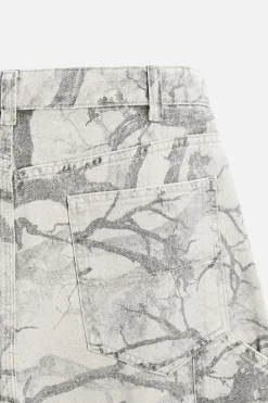 ZARA Calças^CALÇAS CARPINTERO COM ESTAMPADO Cinzento